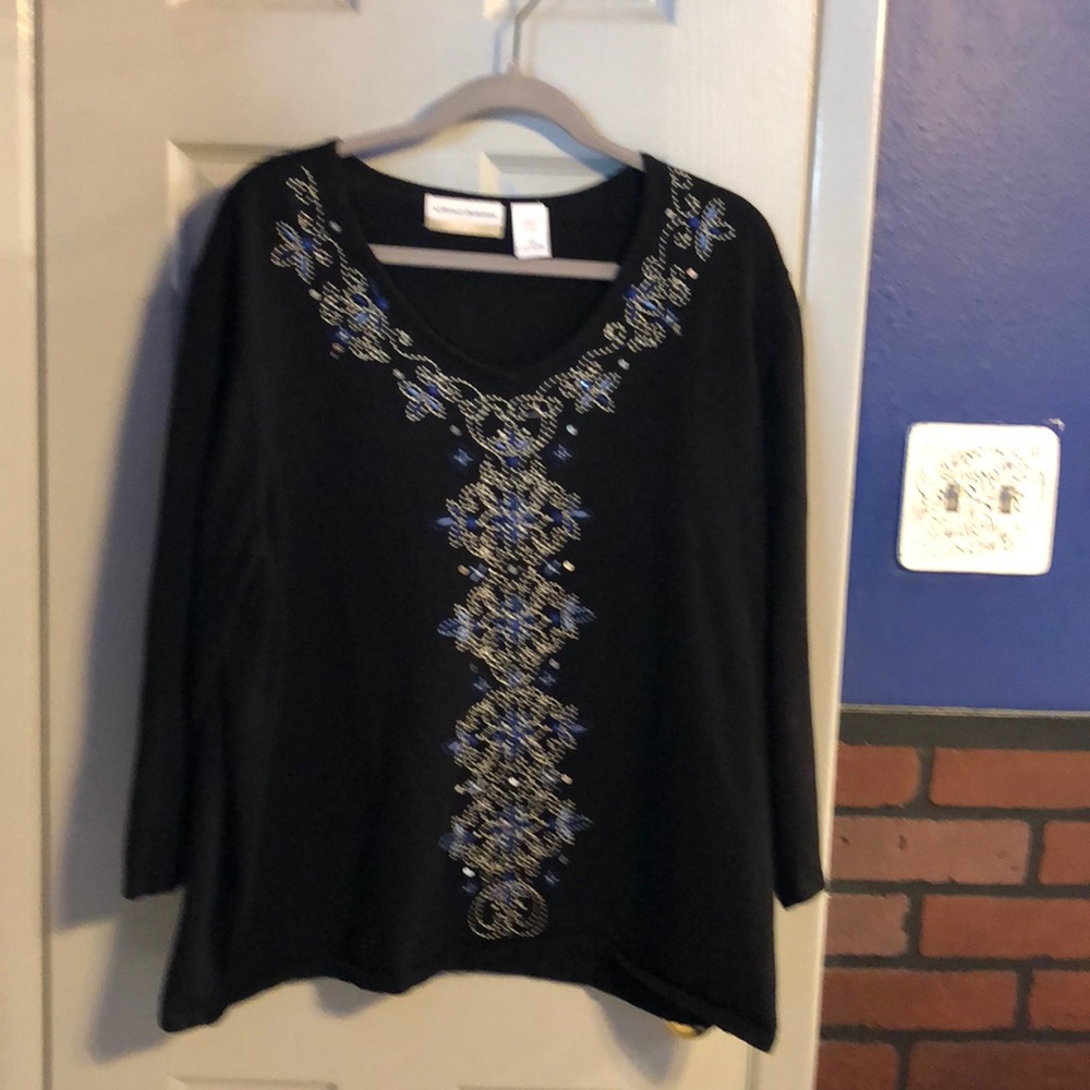Alfred Dunner Womans detailed beaded sweater 2x
